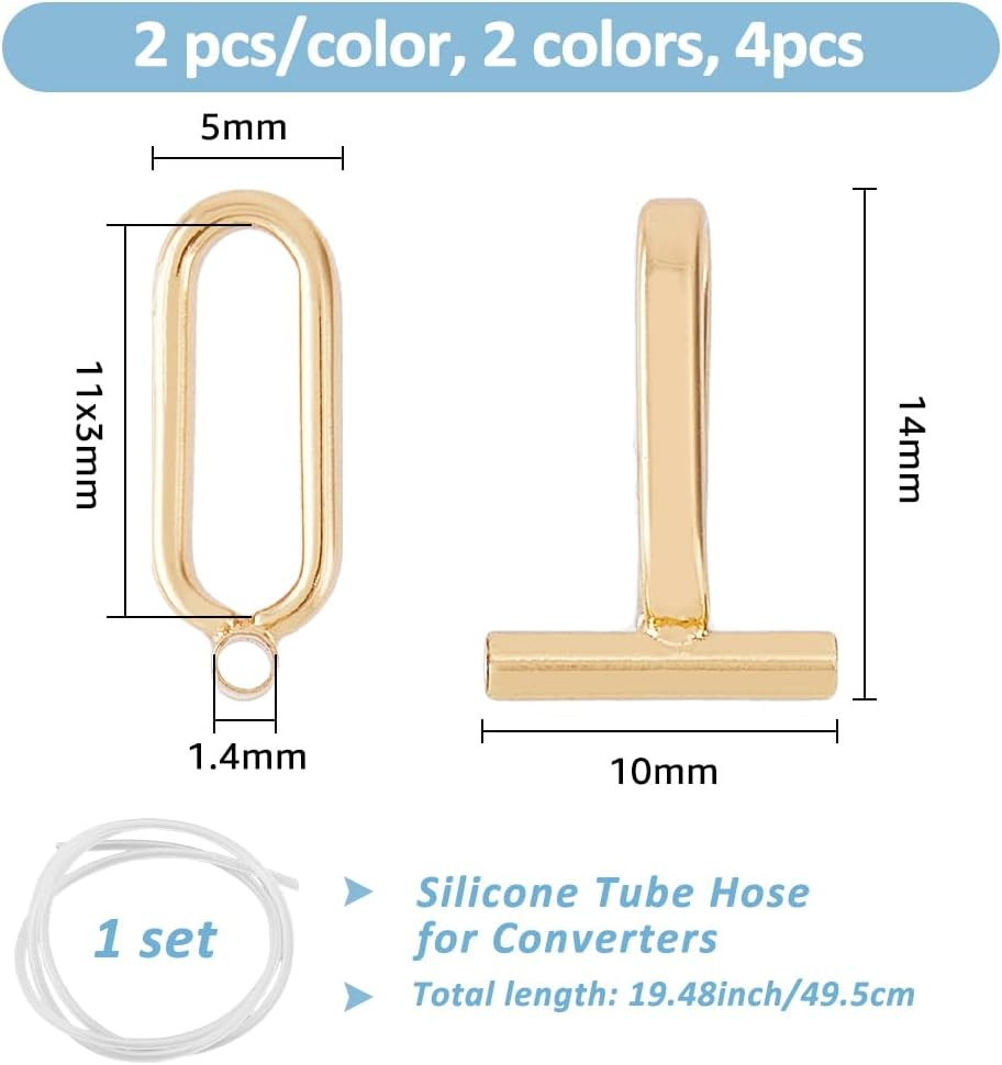 Alloy Brooch to Pendant Converter Set with Silicone Tube Hose – 4PCS