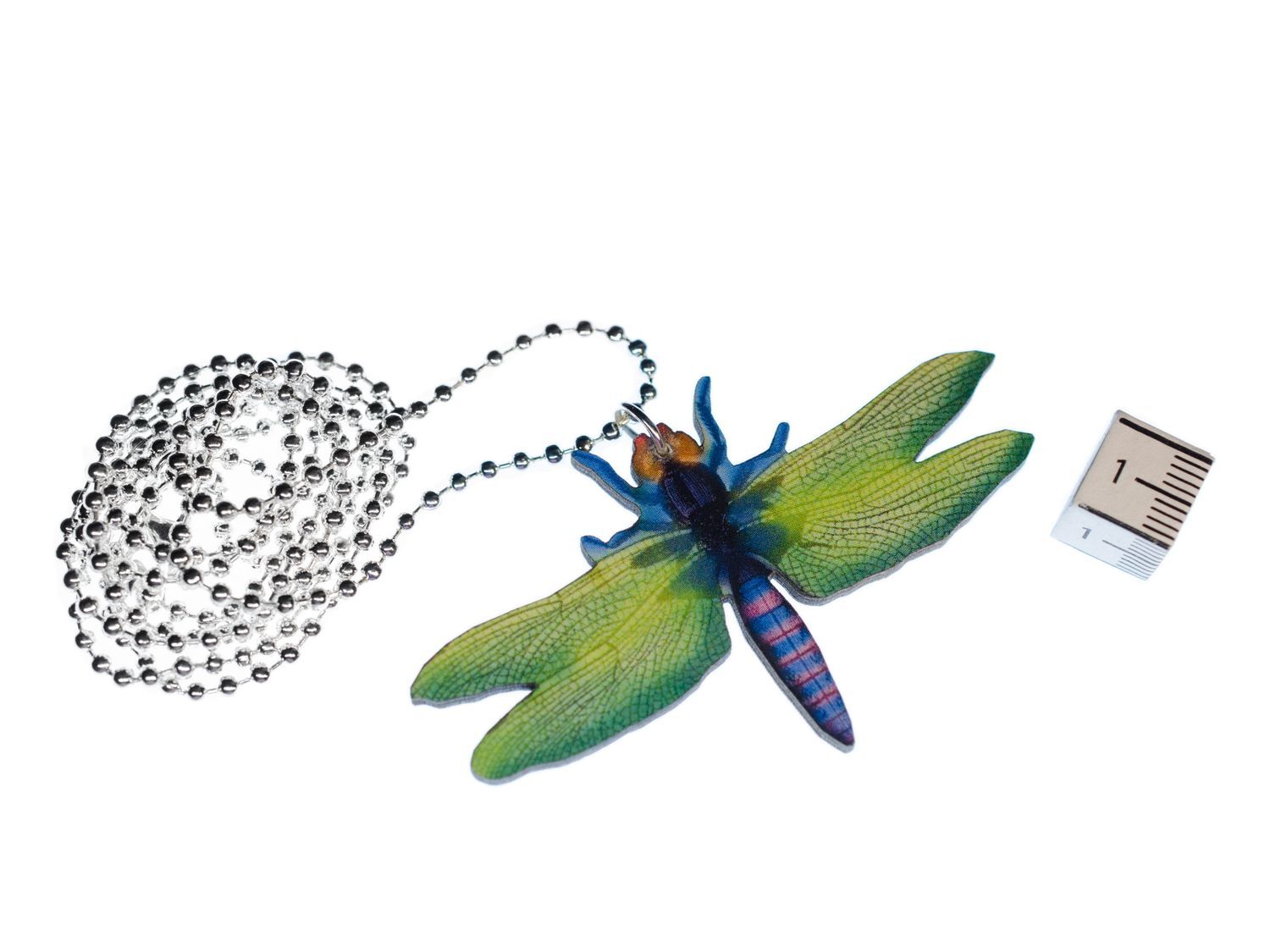 Dragonfly Necklace Miniblings 80cm Wood Printed Animal Insect Pond