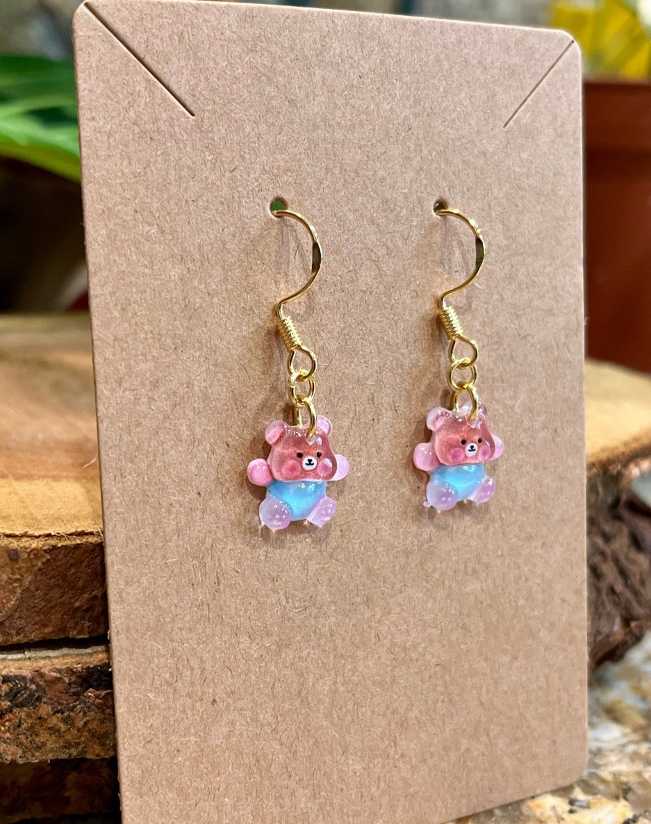 18K Gold Plated Teddy Bear Animal Cartoon Y2K Style Fun Cute Handmade Earrings