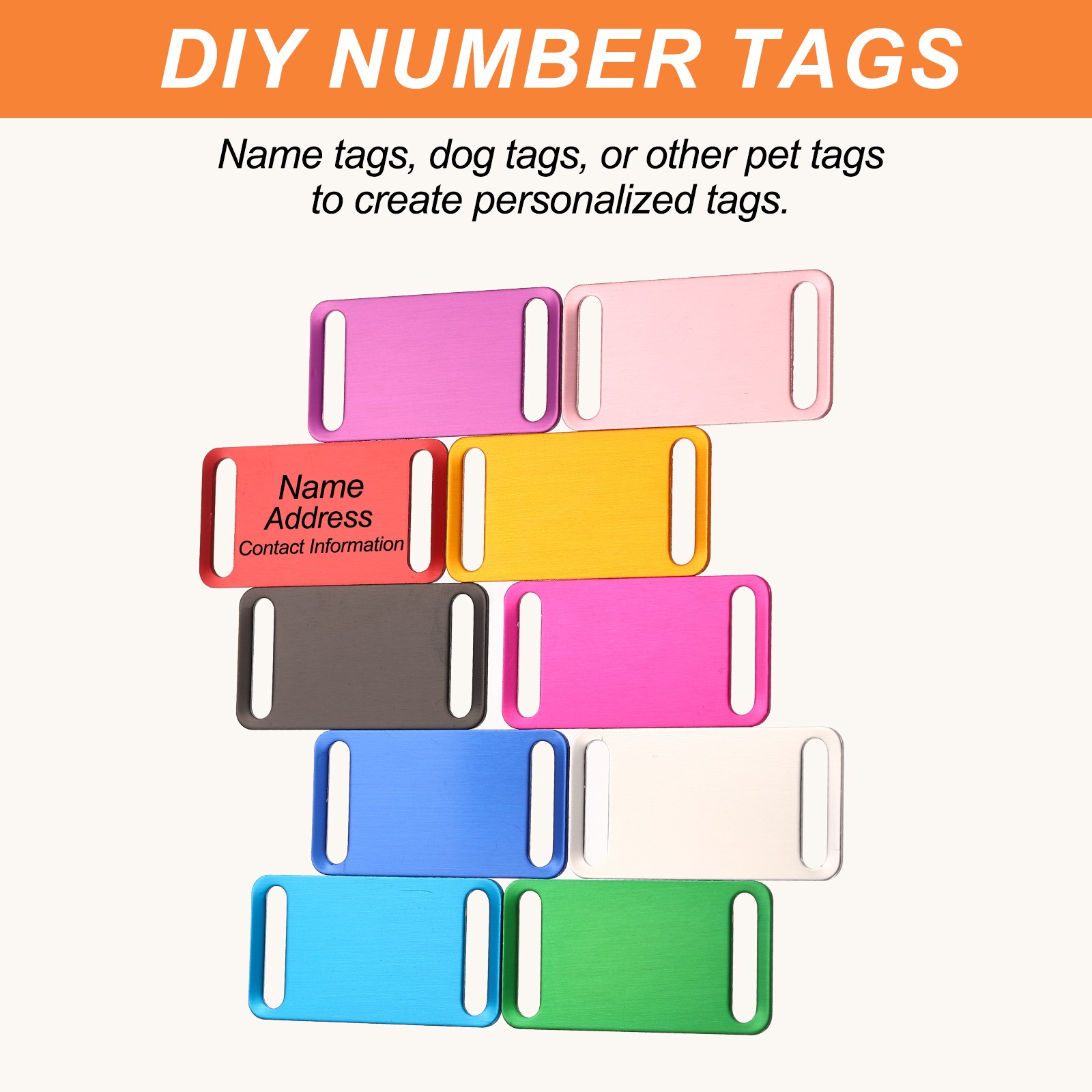 20 Pcs Anodized Aluminum Blank Tags 23 mm Sided Pet ID Stamping Tags, Red