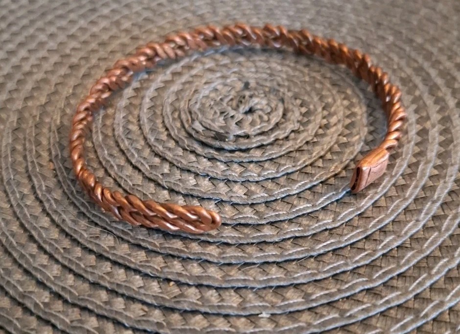 100% Copper Bracelet Handmade Rustic Braided Adjustable. Made In The USA