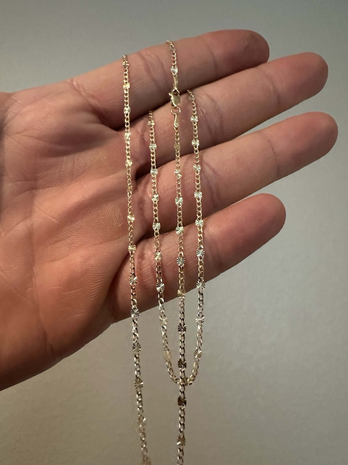 10k Solid Gold Cuban Valentino Chain Necklace, Lobster Clasp, No Stones