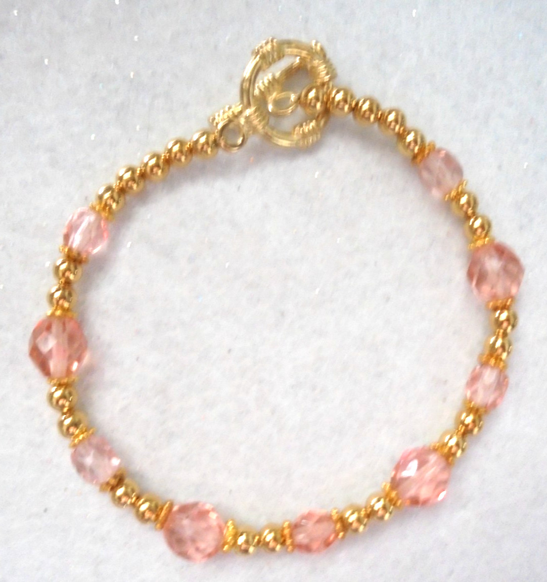 Bracelet made with Gold Plated beads Czech Crystals and Gold Plated Toggle