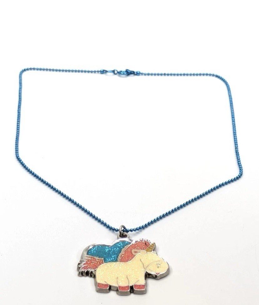 Universal Studios Despicable Me Enamel Unicorn Pendant Ball Bead Necklace 18″