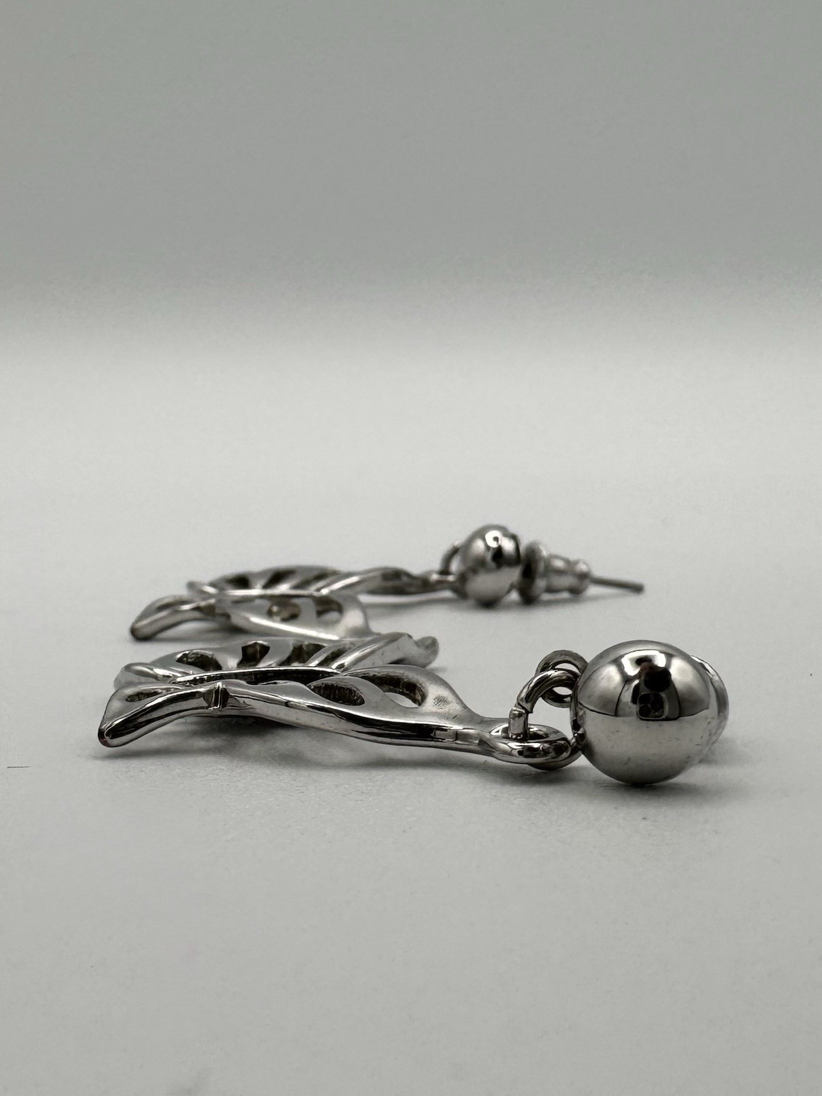 Silver Tone Butterfly Dangle Earrings – Pierced Post with Friction Back