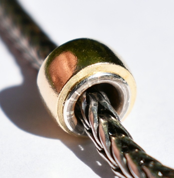 Brass charm bead, 8.8mm, full Sterling silver core, for European Charm Bracelets