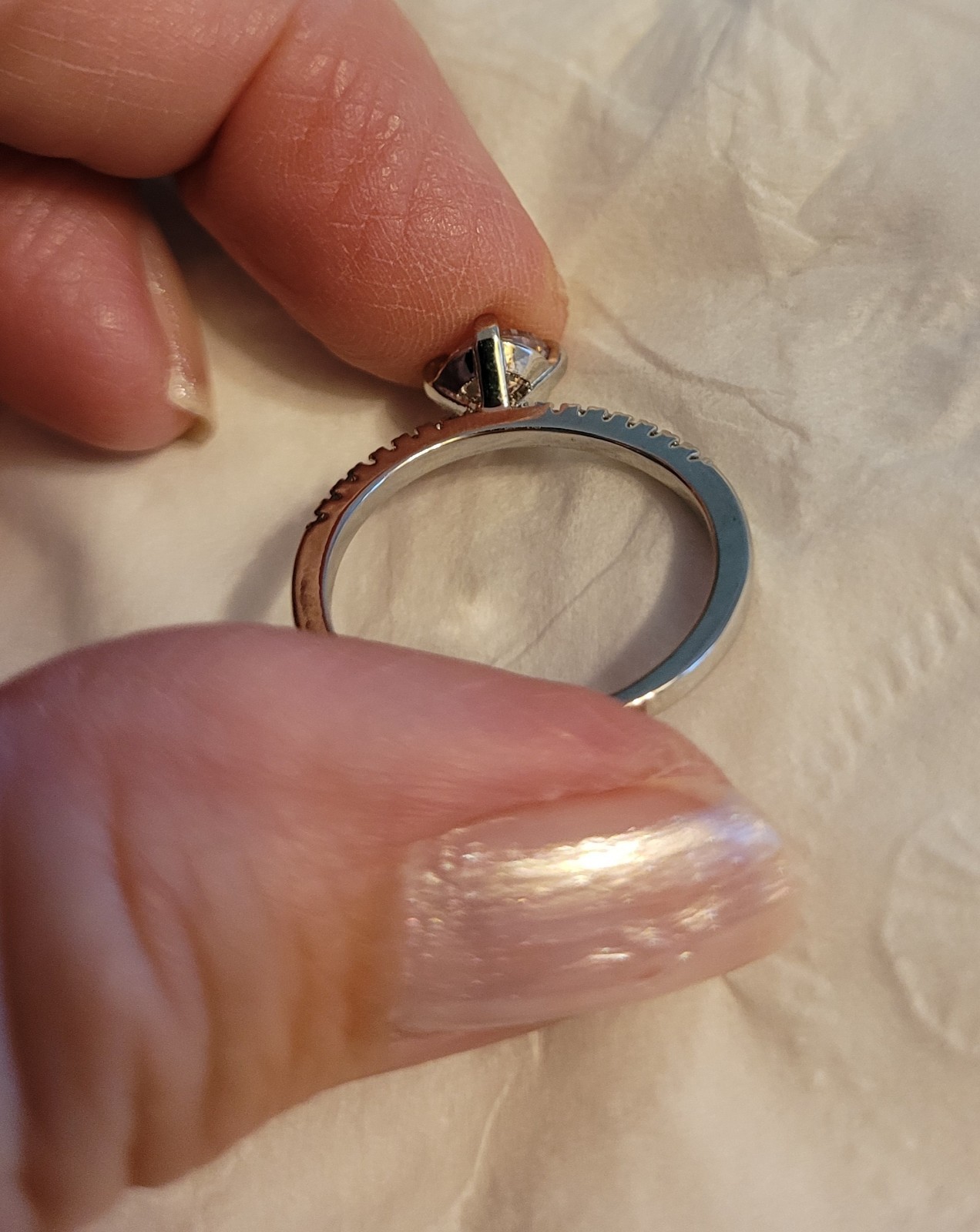 Silver-Tone Round Cubic Zirconia Solitaire Ring Pave Accents – Size 9