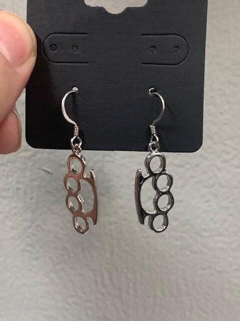 Brass knuckle earrings USA MADE Support your local MC