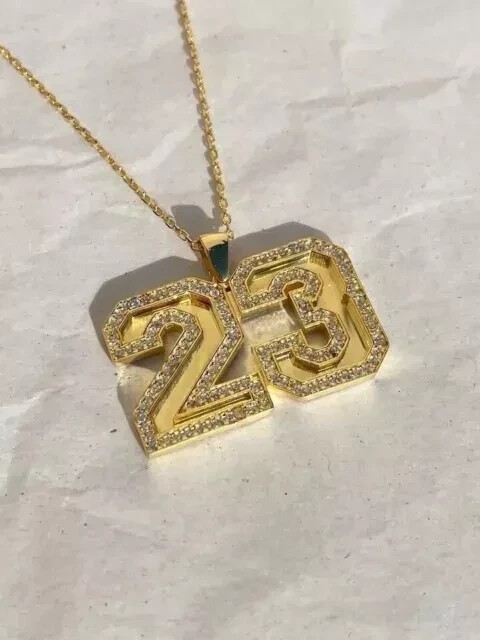 2Ct Round Cut Simulated Diamond Customize Number Pendant 14K Yellow Gold Plated