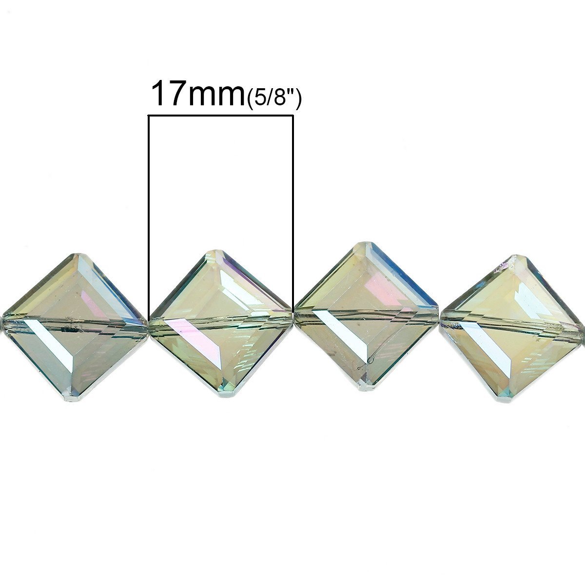 Sexy Sparkles1 Strand Rhombus Glass Loose Beads Faceted Cyan AB Color 17mm Appro