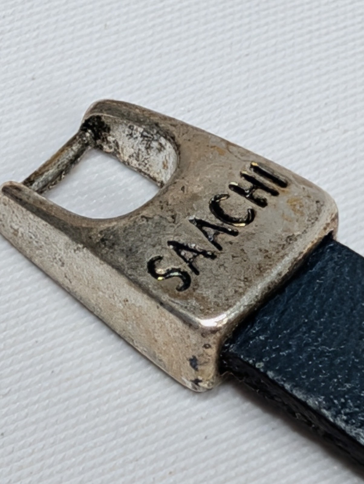 Saachi Vintage Double Wrap Leather Bracelet Teal Silver Teardrop Hardware Estate