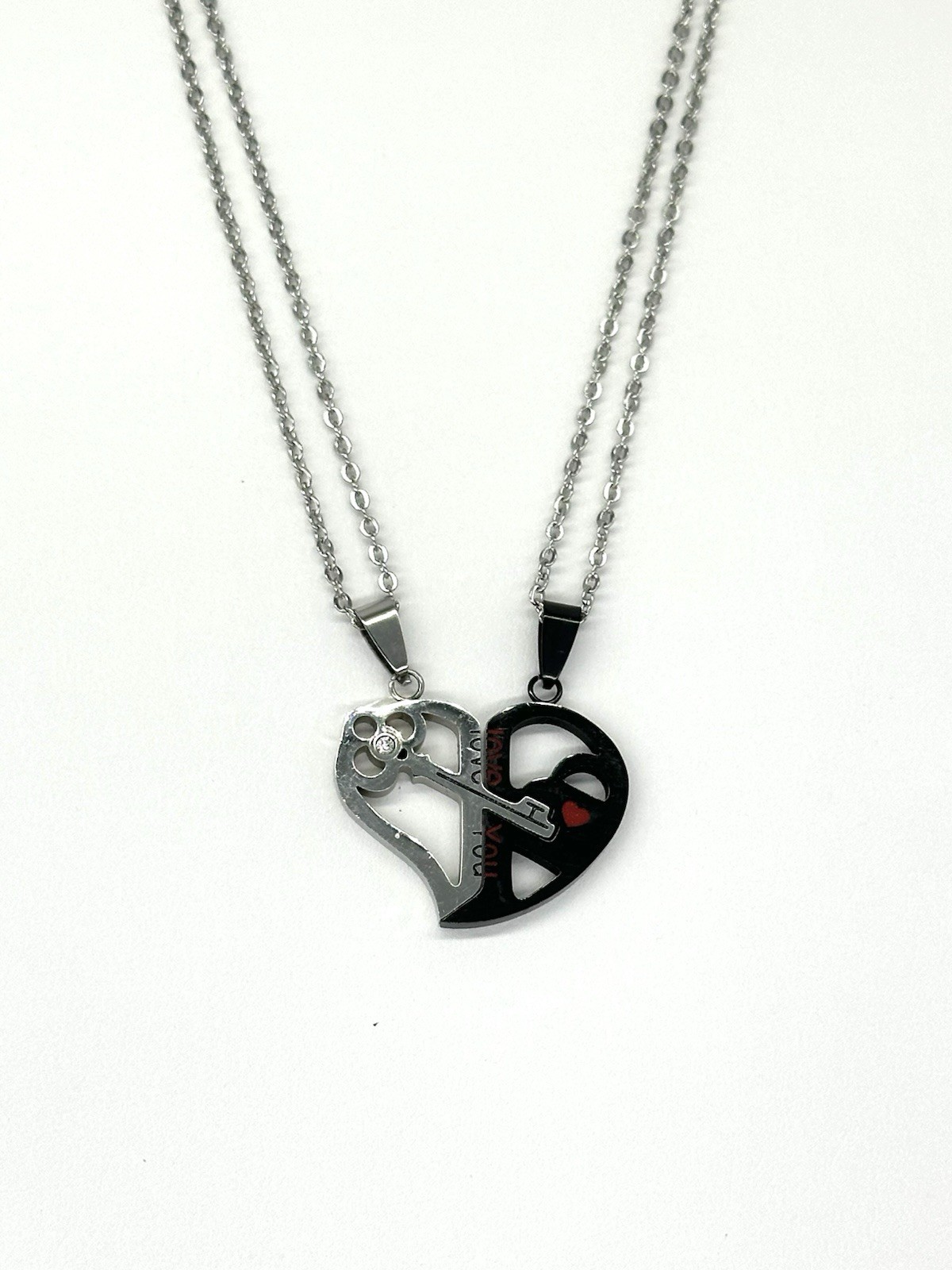 Stainless Steel Love You Heart Key Lock Pendant For Couples