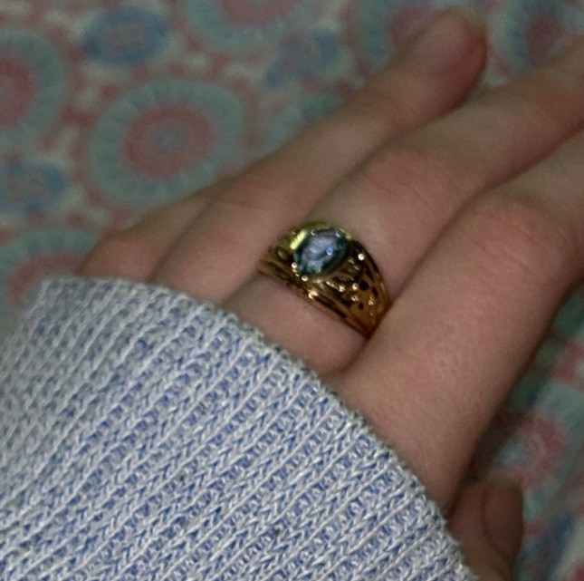 Gold plated 925 blue topaz ring 7 or 8