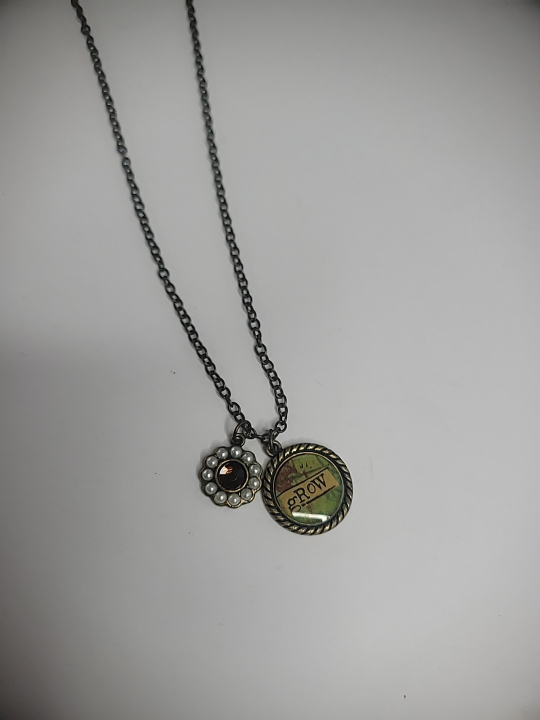 New Demdaco Studio Grow Charm Necklace Gold Tone Charms Beaded Jewelry Costume