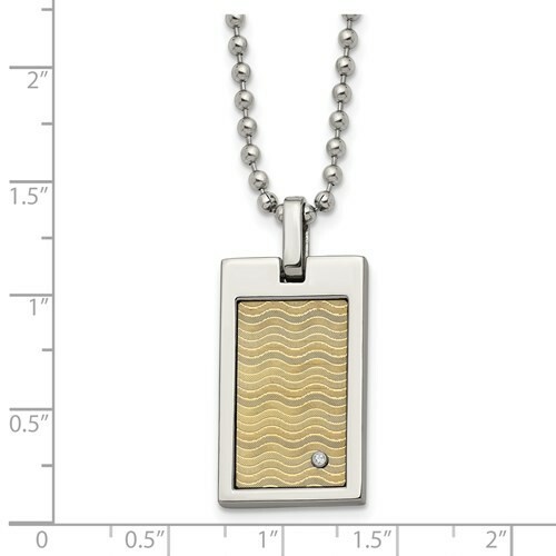 *BRAND NEW* Chisel Stainless Steel 18k Gold Accent Diamond Necklace SRN366-24