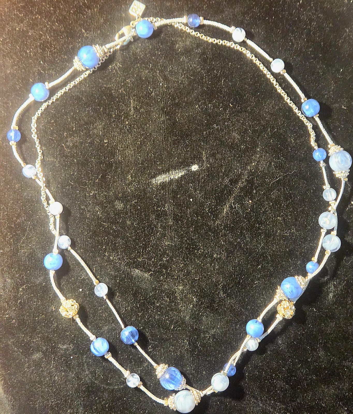 Banana Republic Silver and Blue Tones Beaded Necklace 38 Inches