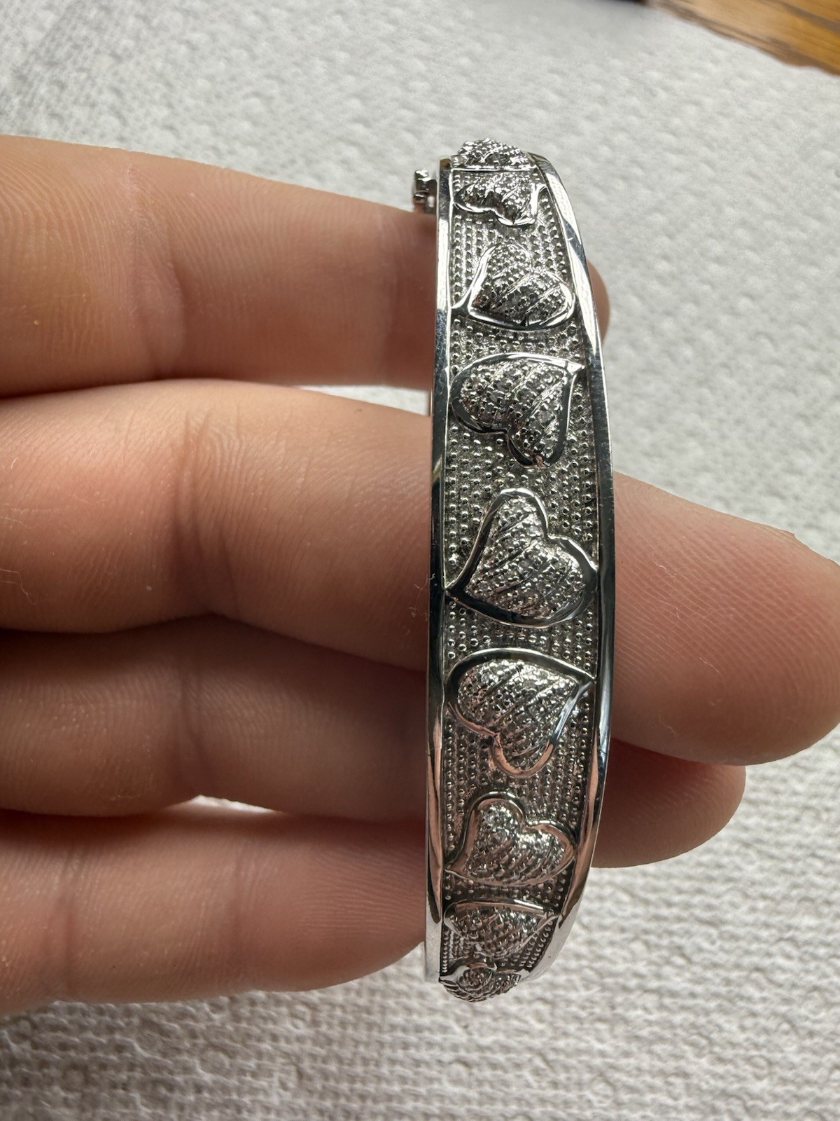 Amazing Sterling Silver Heart Bangle Bracelet 30g