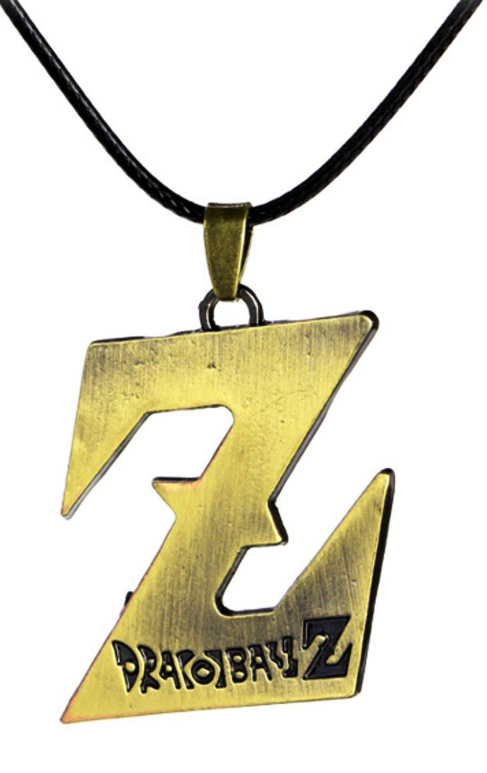 Dragonball Z Bronzetone Logo Metal Pendant on Leather Cord
