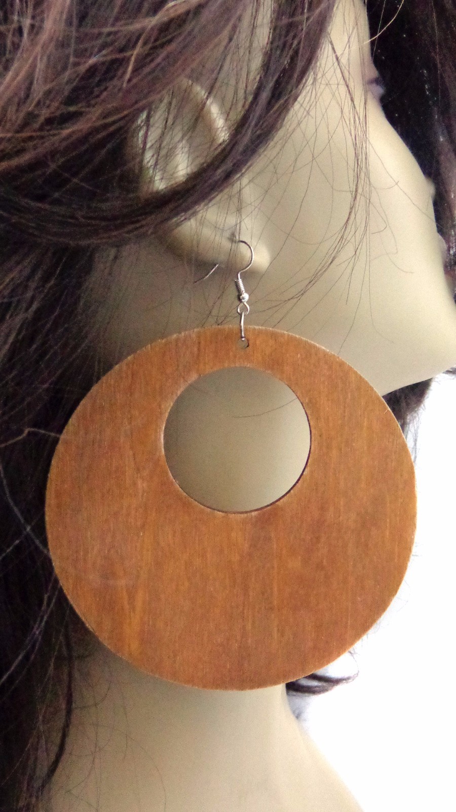 WOOD EARRINGS LARGE 4 INCH HOOP BLACK OR BROWN HOOP EARRINGS LIGHTWEIGHT