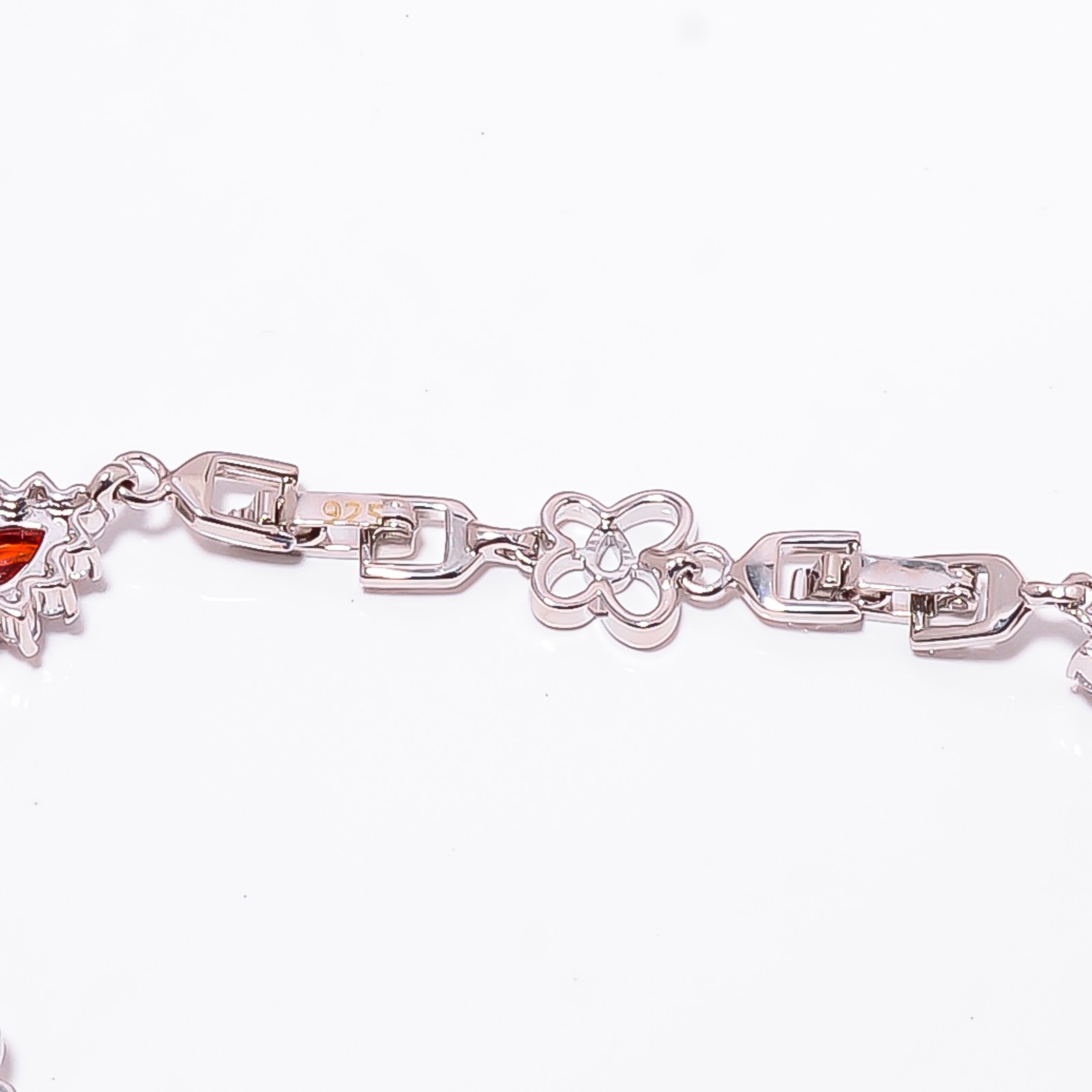 Ruby -Simulated)Spinel, CZ 925 Sterling Silver Adjustable Bracelet 7-8″ B128931