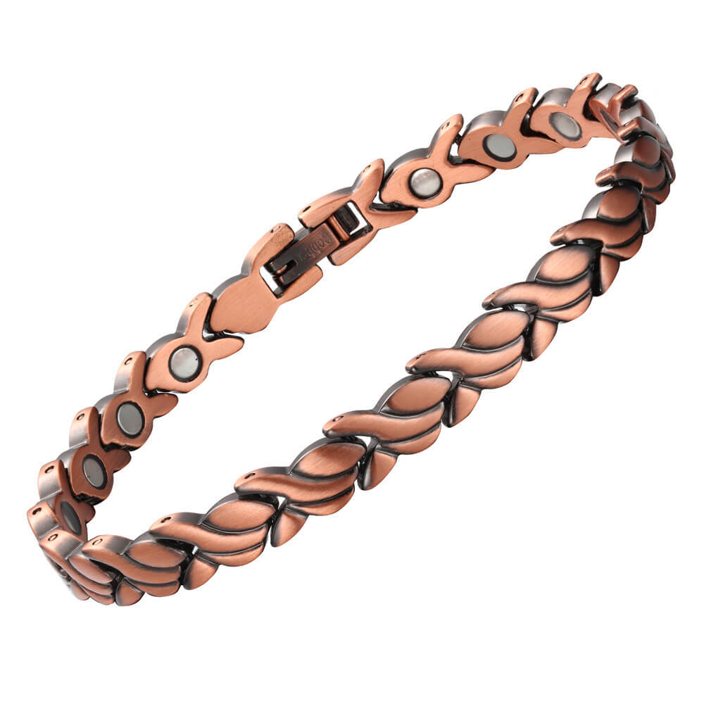 Swirl Pure Copper Magnetic Bracelet Women Balance Arthritis Pain Energy 8.2 in