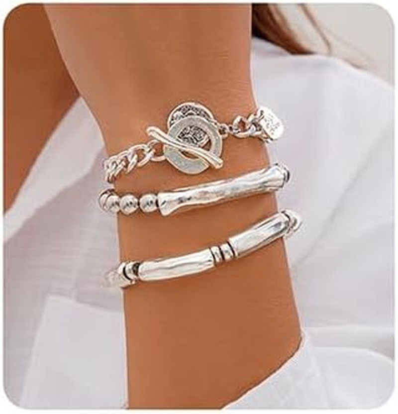 Boho Layered Beaded Bracelets Set for Women – Trendy Stackable Jewelry