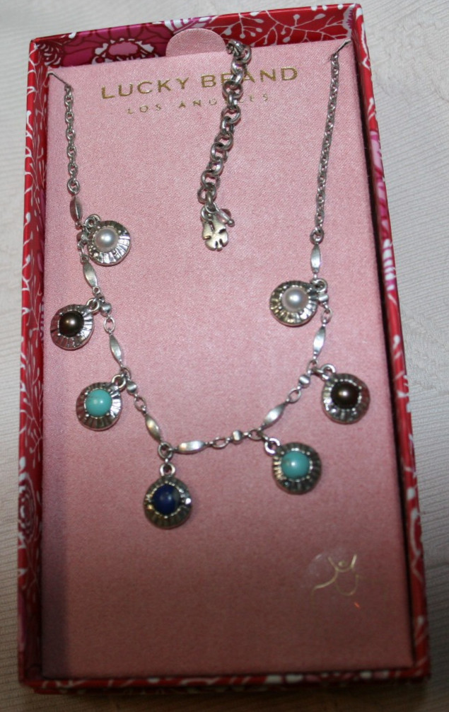 Silver tone metal chain with semi-precious stone beads charms NIB $19.99 EACH
