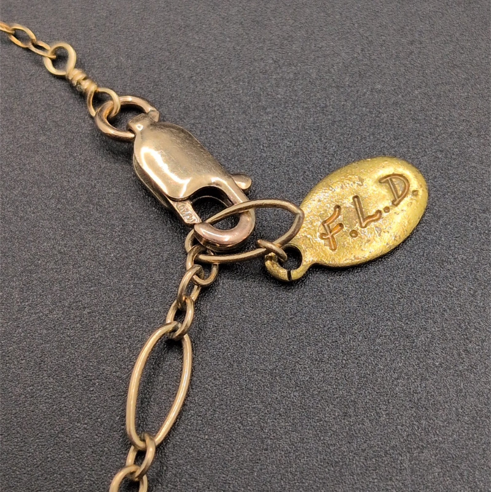 Necklace F.LD. Gold Filled 14/20 Open Work Round Vine Pendant Pearl Accent Beads