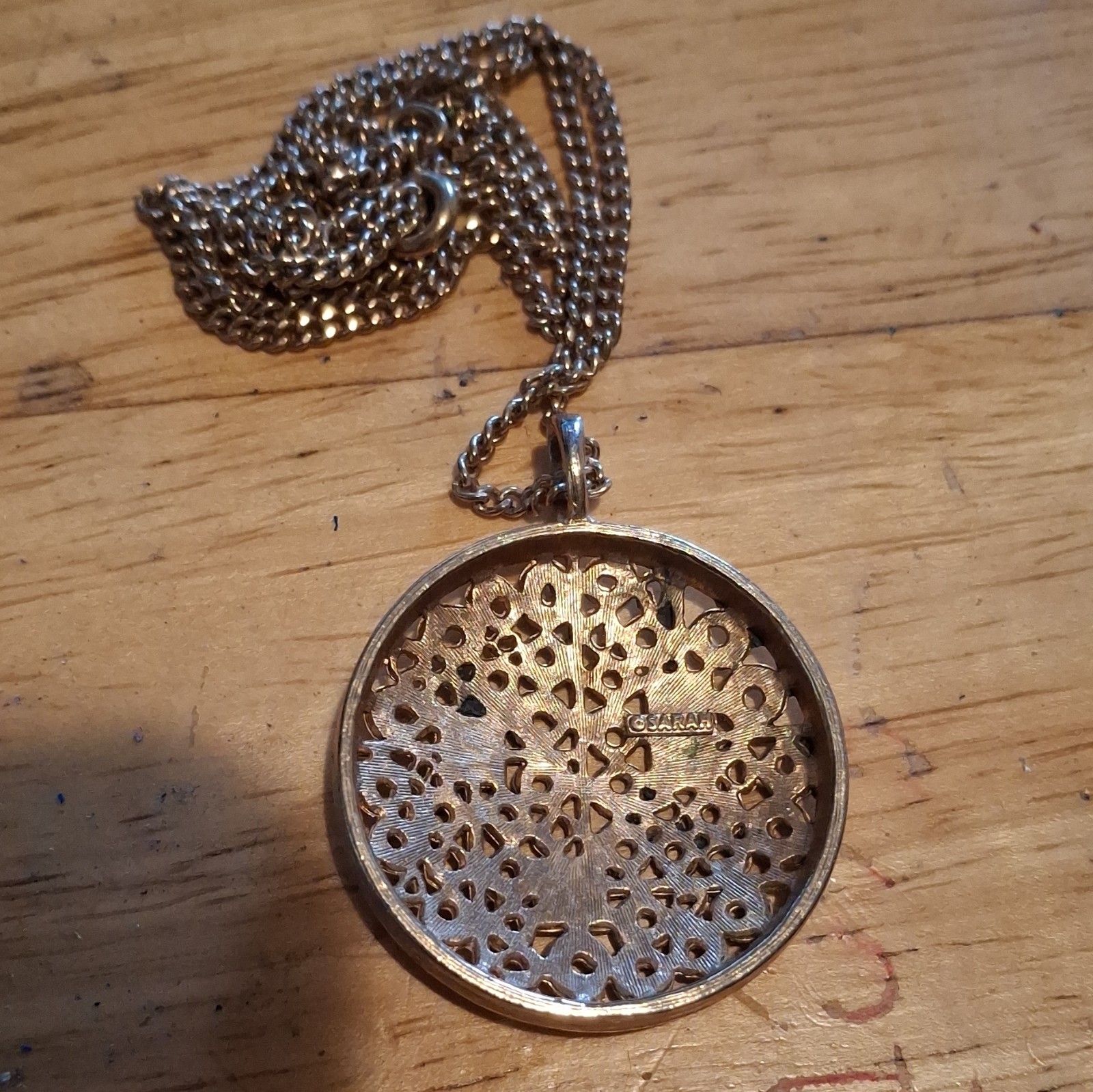 Cousin Silver Tone Metal Round Filigree Coin Pendant Necklace w/ Cable Chain