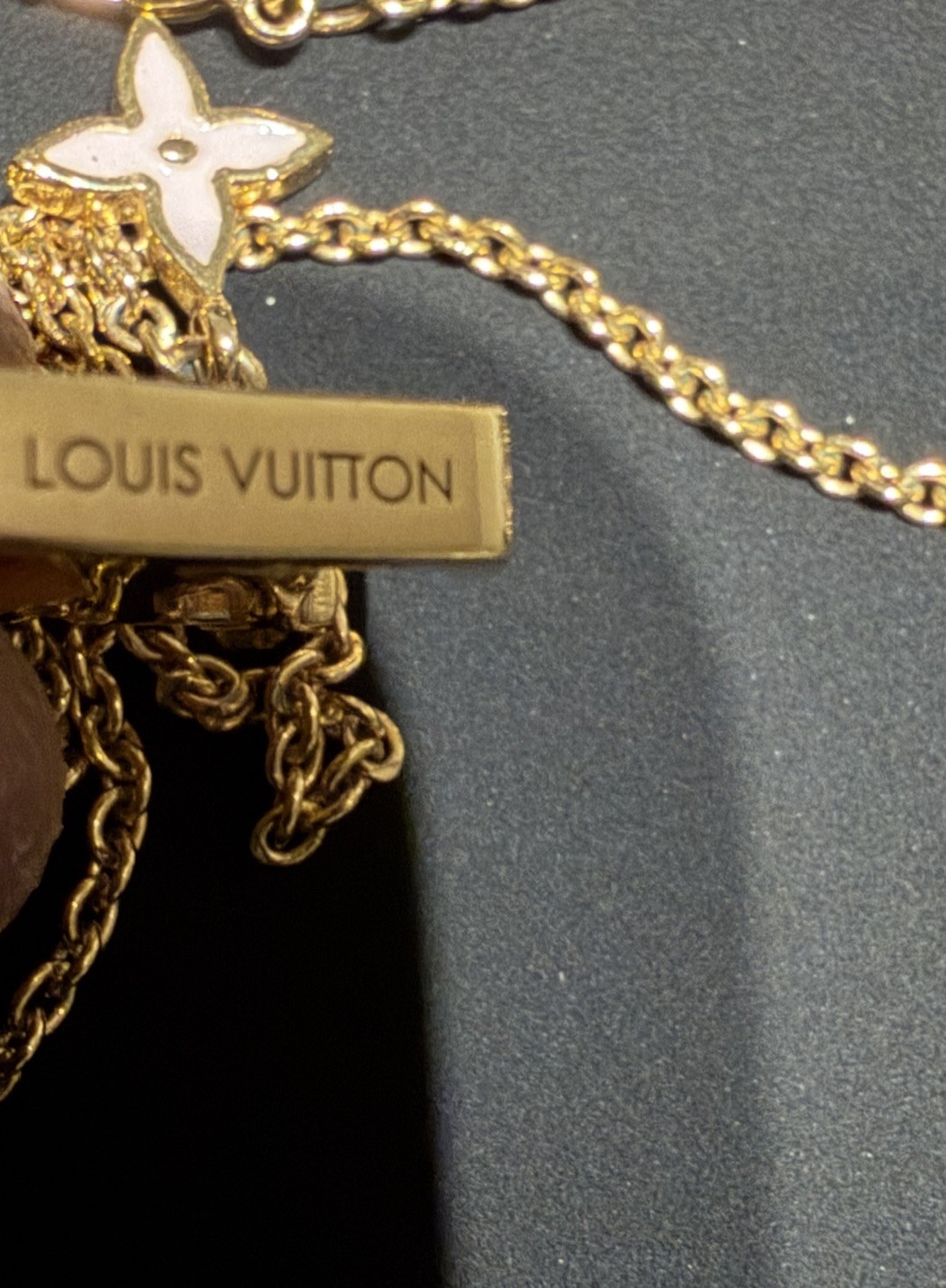 Louis Vuitton Gold LV pink Enamel Necklace