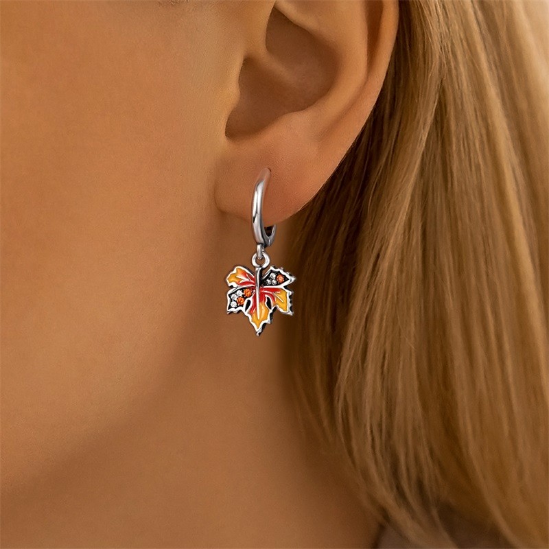 PANDACH 925 Sterling Silver Dainty Maple Leaf Drop Earrings For Women Jewelry