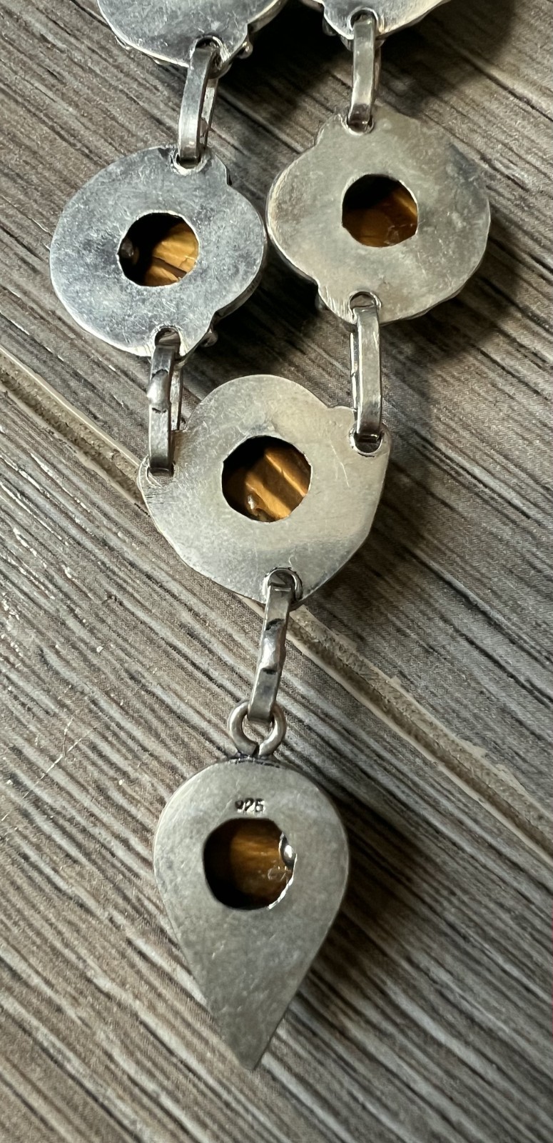 Tiger Eye Stones In 925 Sterling Silver Necklace Jewelry