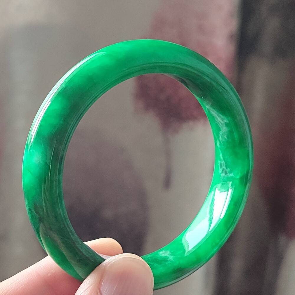 Certified Grade A 53mm Green Natural Burma Jade jadeite Bangle Bracelet