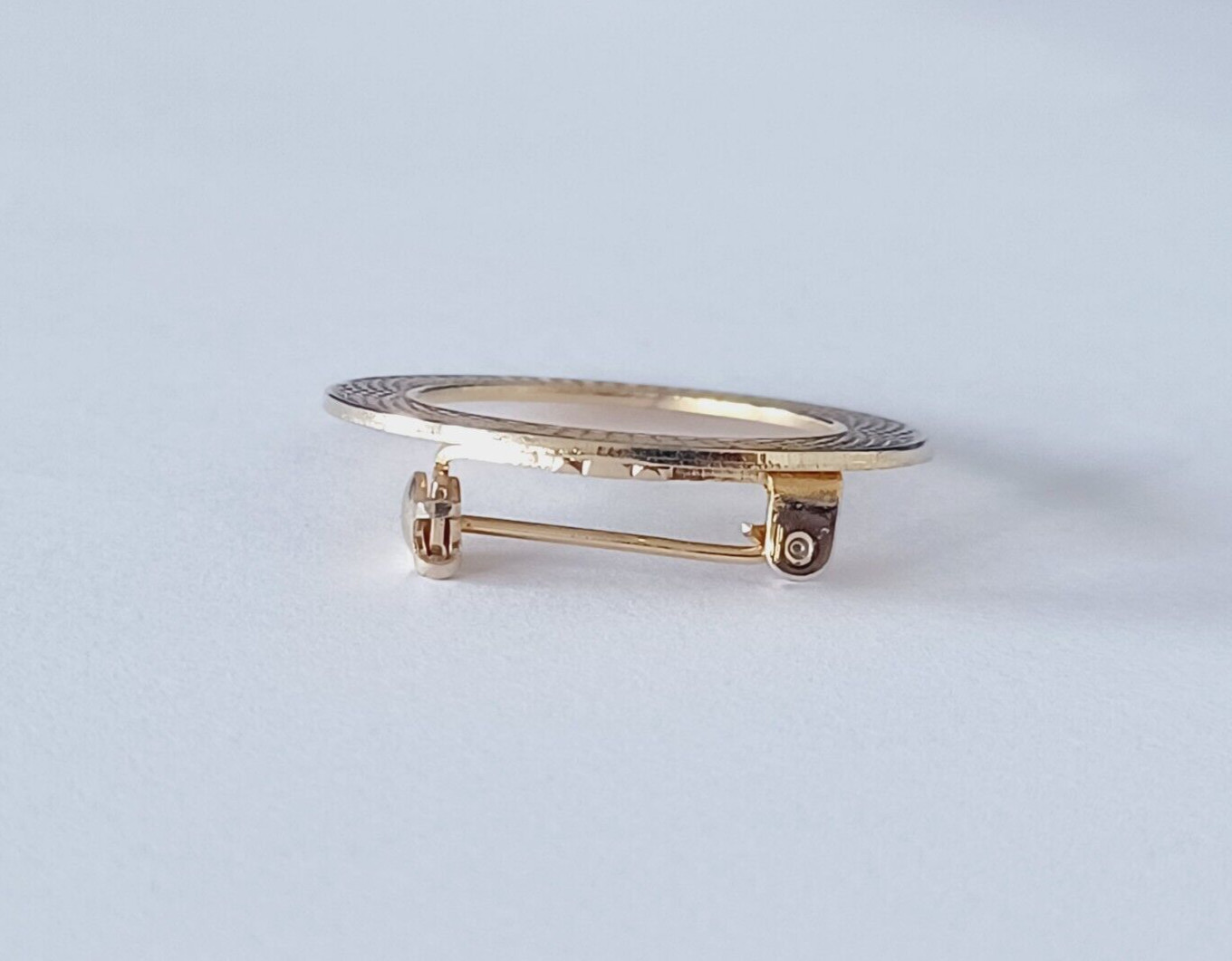 Gold Tone Diamond Detailed Open Circle Brooch