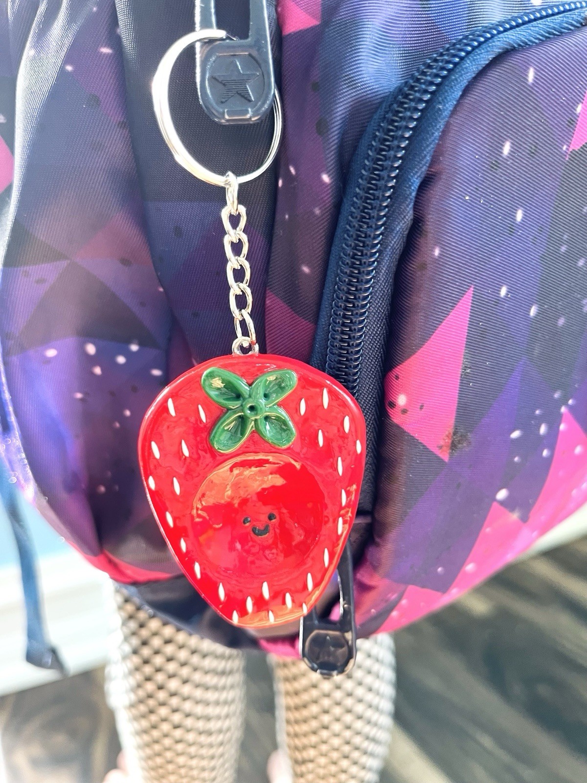 Fruit Worry Stone Keychain Fidget Sensory Handmade Strawberry Blueberry Peach
