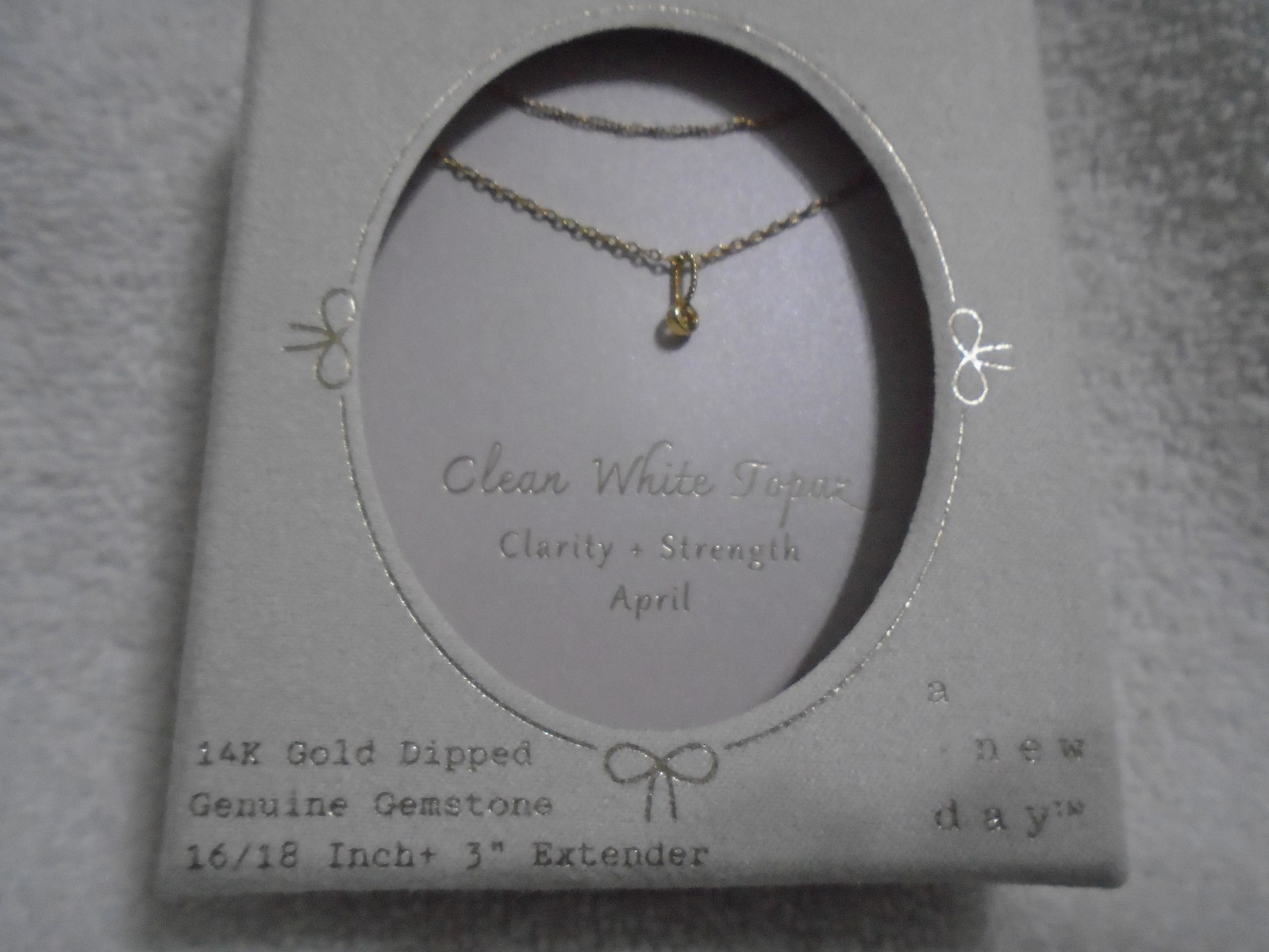 A New Day 2 -14k Gold Dipped Chains & 1-Clear White Topaz Gemstone Charm Pendant