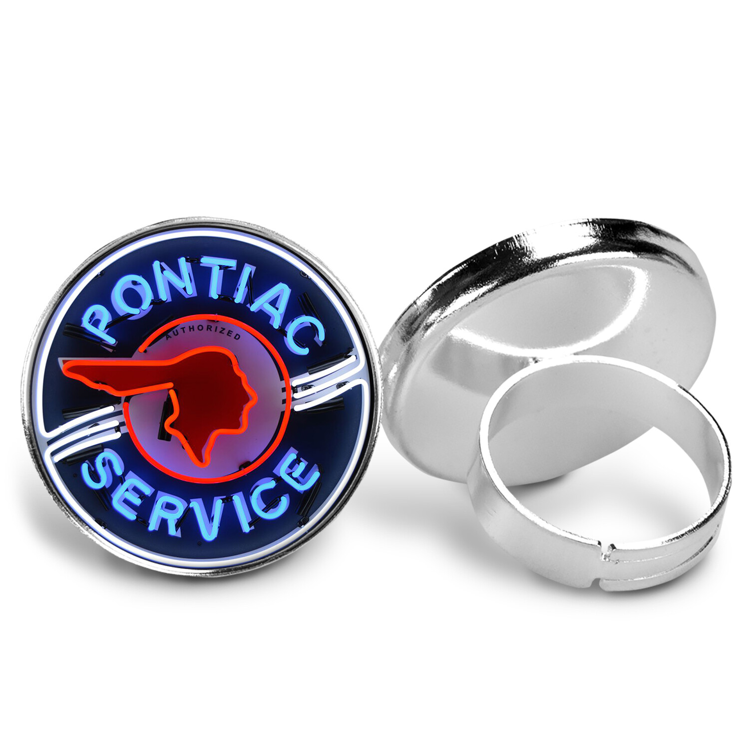 Pontiac Service Neon Sign Key Ring Necklace Cufflinks Tie Clip Ring Earrings