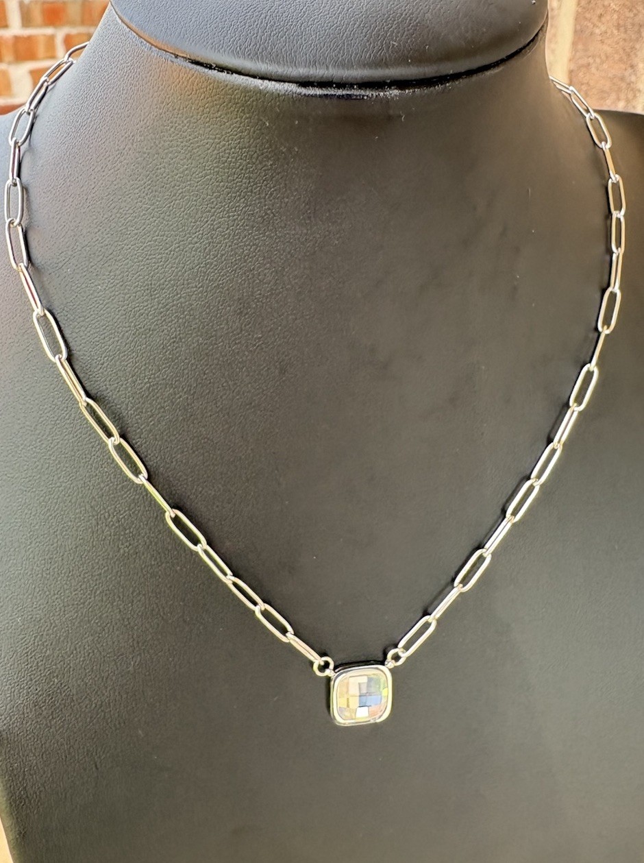 Plunder Design Sandra Silver-Tone Clear Crystal Pendant Necklace