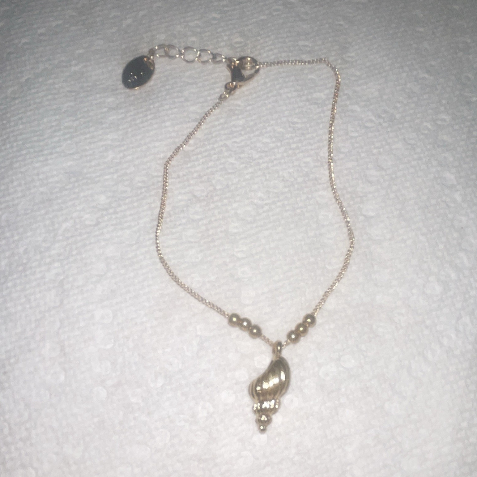 Silver Shell Charm Pendant Necklace Box Chain Lobster Clasp Adjustable Ext