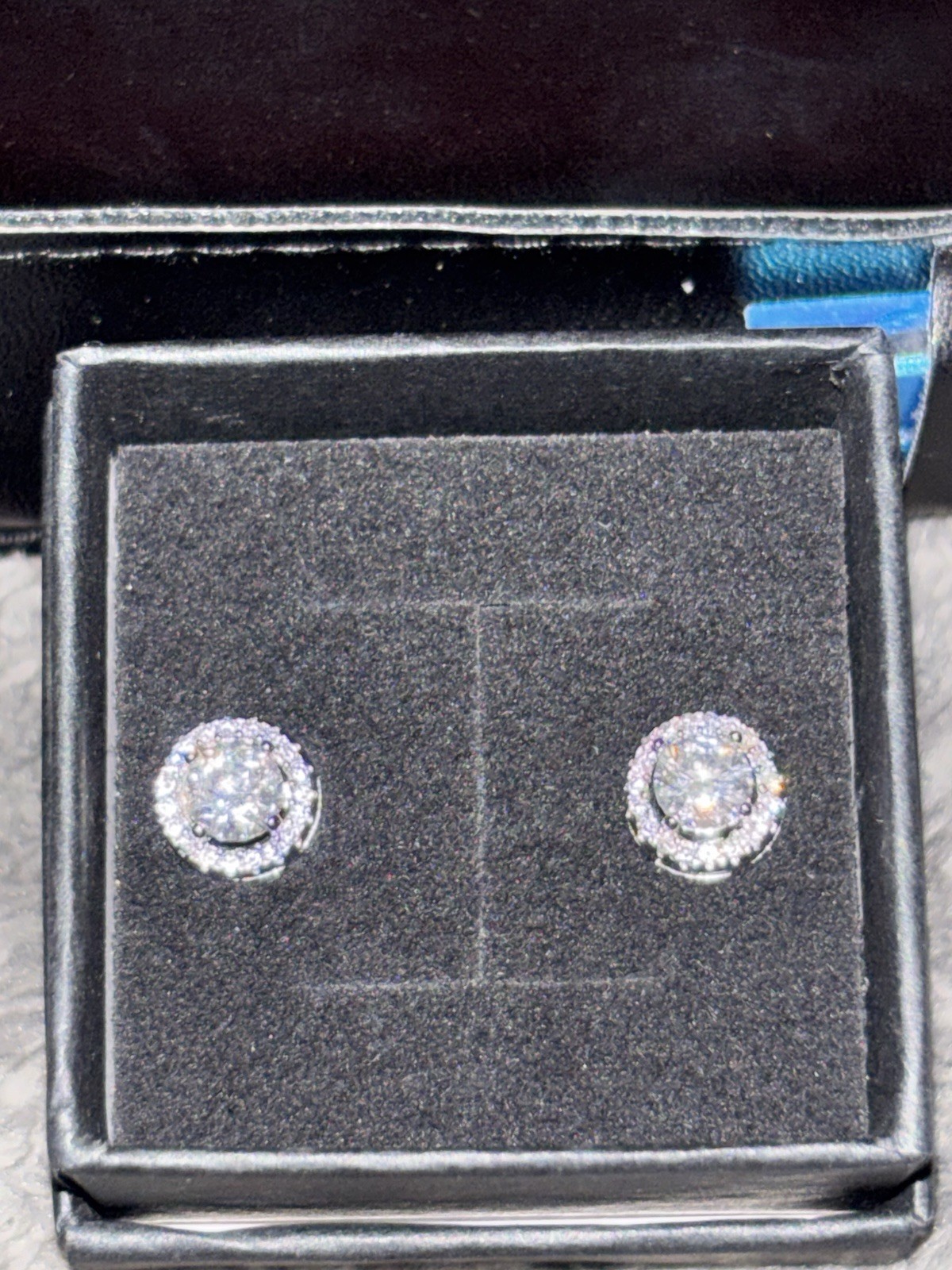 Round Halo Stud Earrings, Moissanite, Butterfly Back. GRA Certified