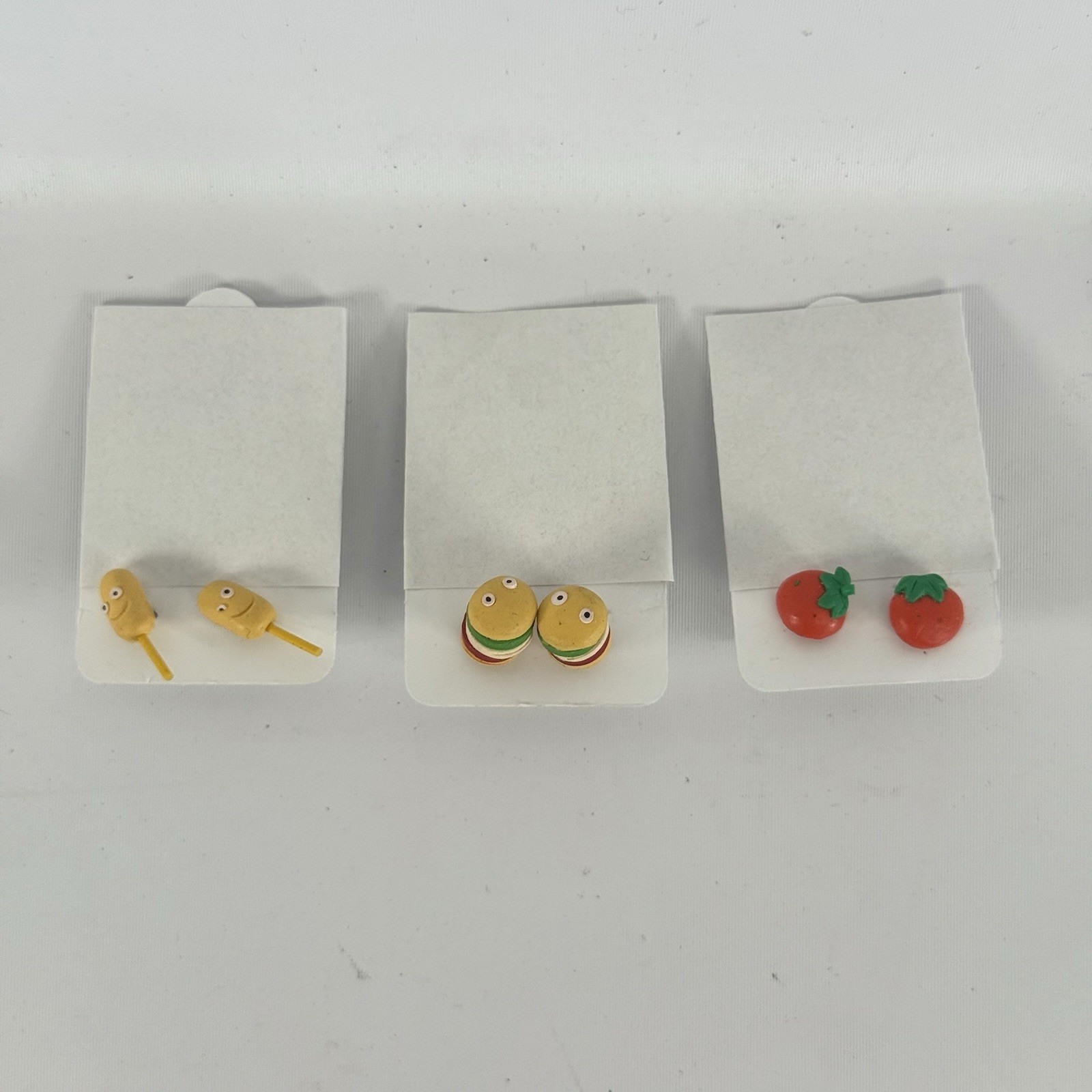 Food Earrings Sculpey Novelty Festival Jewelry Mini Cheeseburger Corn Dog Tomato