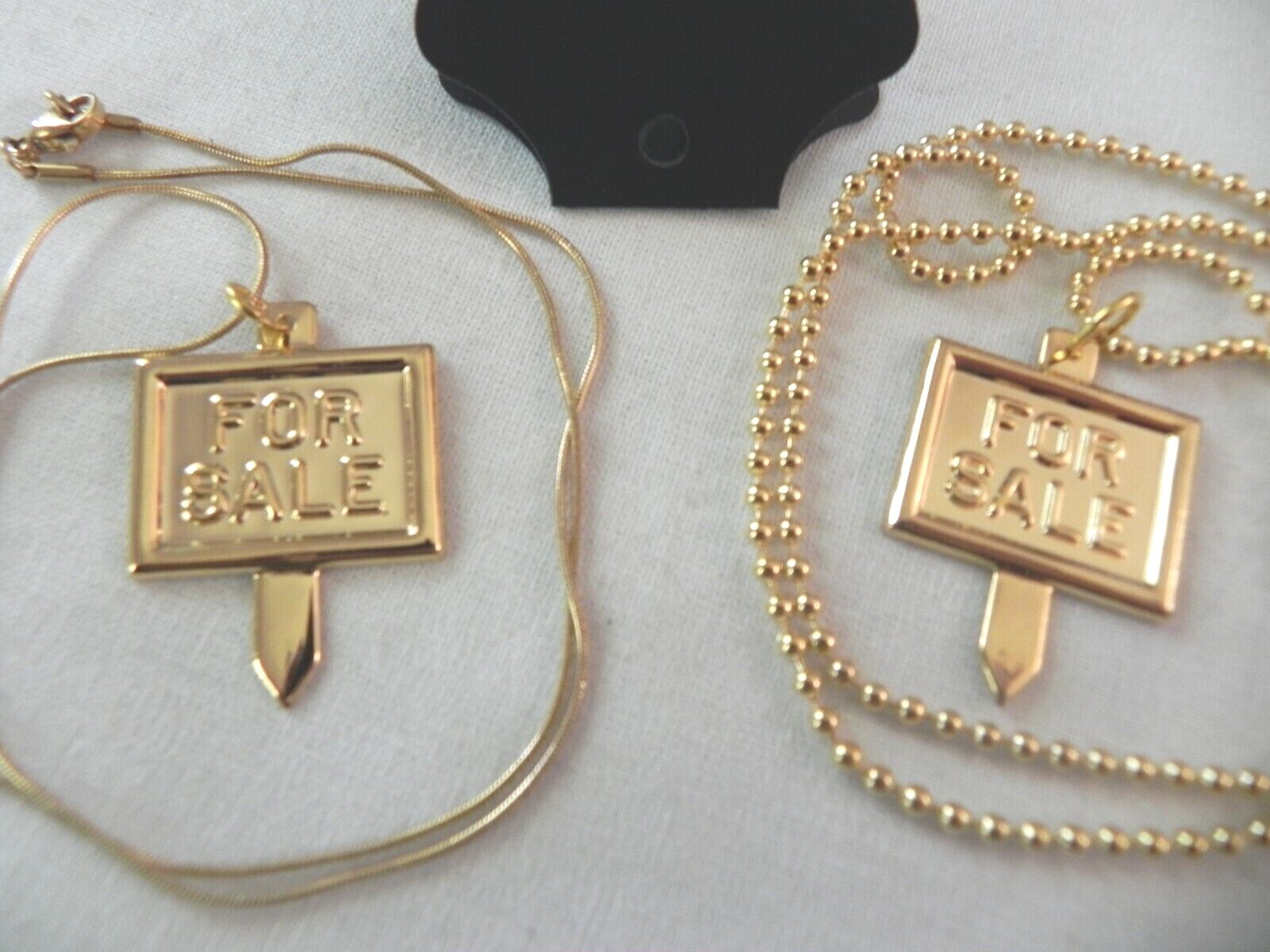 FOR SALE Sign Pendant Necklace novelty Realtor Real Estate Snake or Bead Chain
