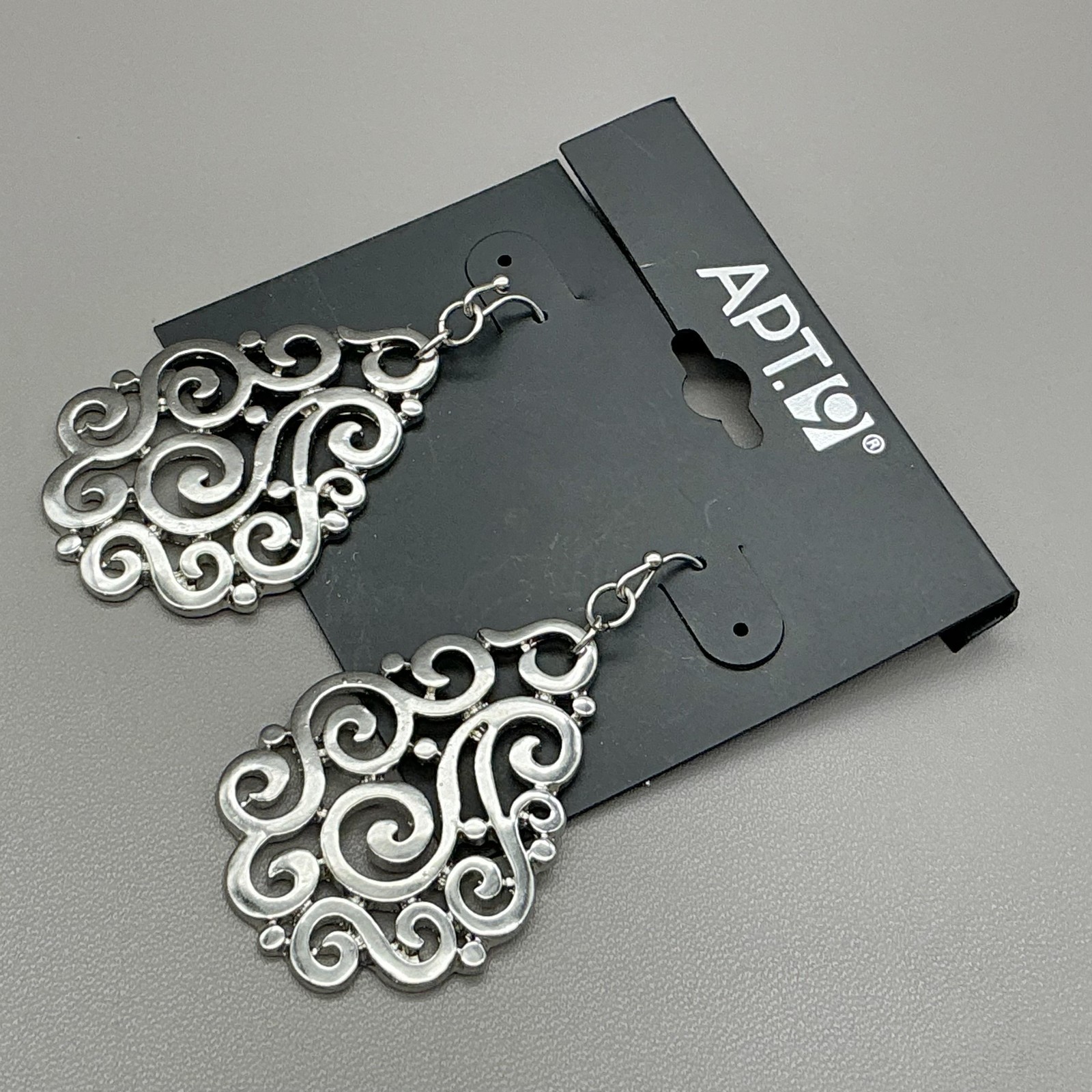 Apt. 9 Earrings Silver Tone Scroll Teardrop Dangle Womens Fashion Jewelry 2″