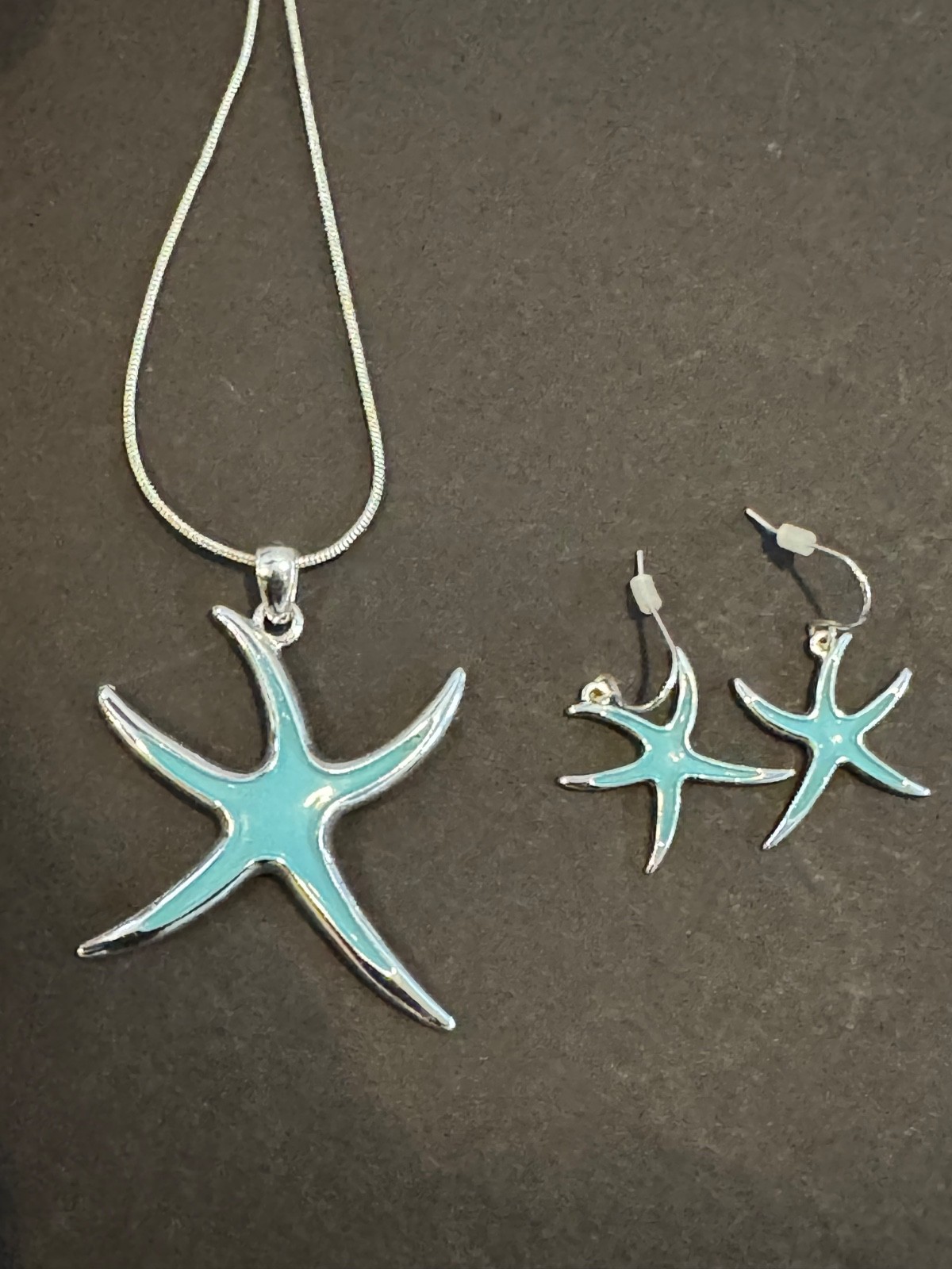 New Silver Starfish Necklace & Earrings Womens Jewlery Accessories Coastal Ocean