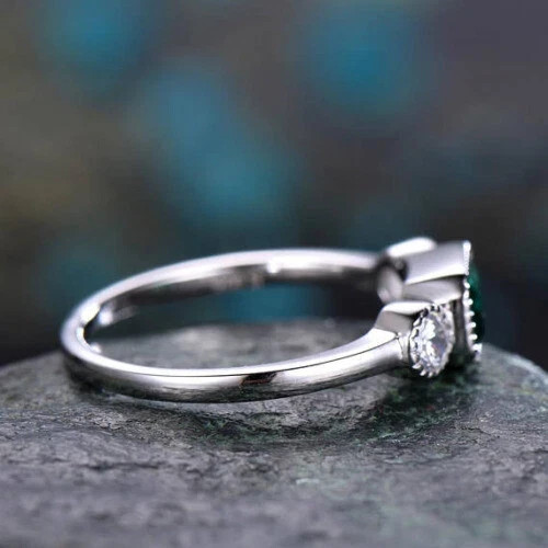 2 Ct Emerald Cut Lab Created Green Diamond Engagement Ring 14K White Gold Finish