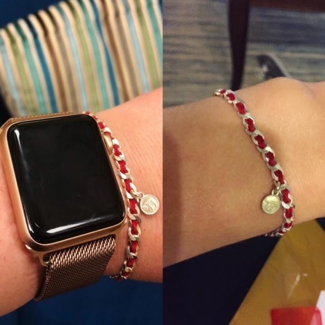 Sterling Silver Chai Red String Bendel Bracelet 7″ Hebrew Jewelry