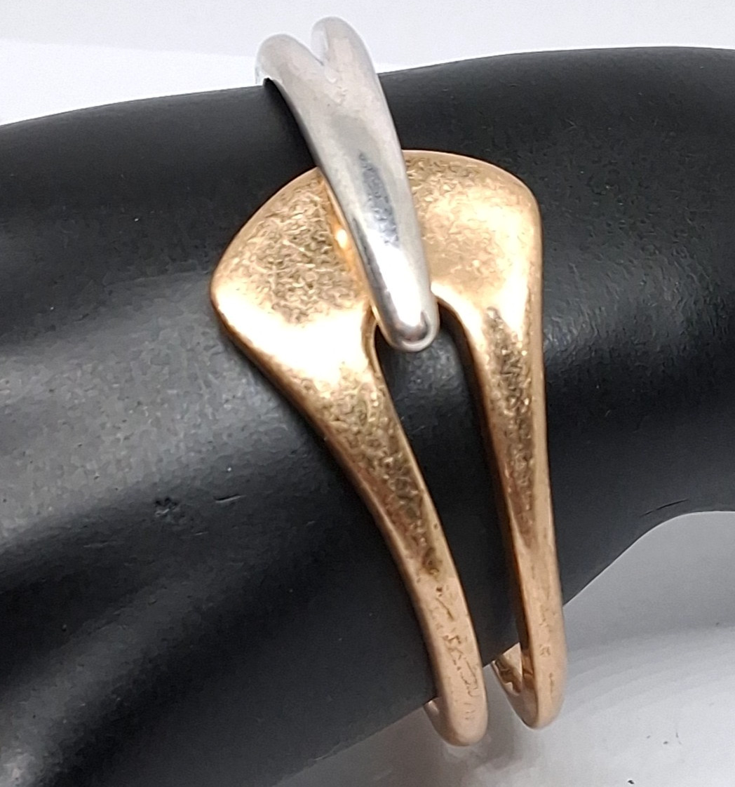 Vintage RLM SOHO Gold and Silver two tone Bangle Hinge Bracelet- 6.5 Inch