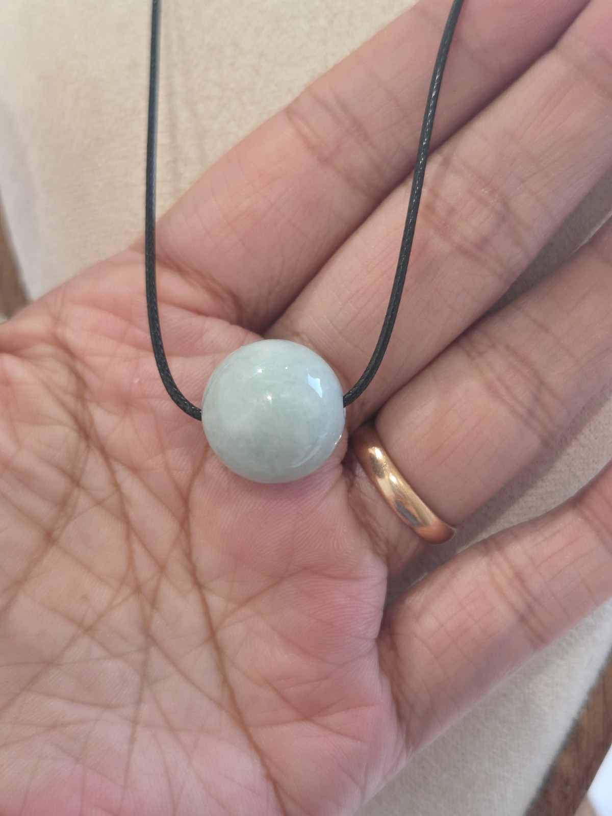 Natural Burmese Green Round Jade Bead Pendant Necklace