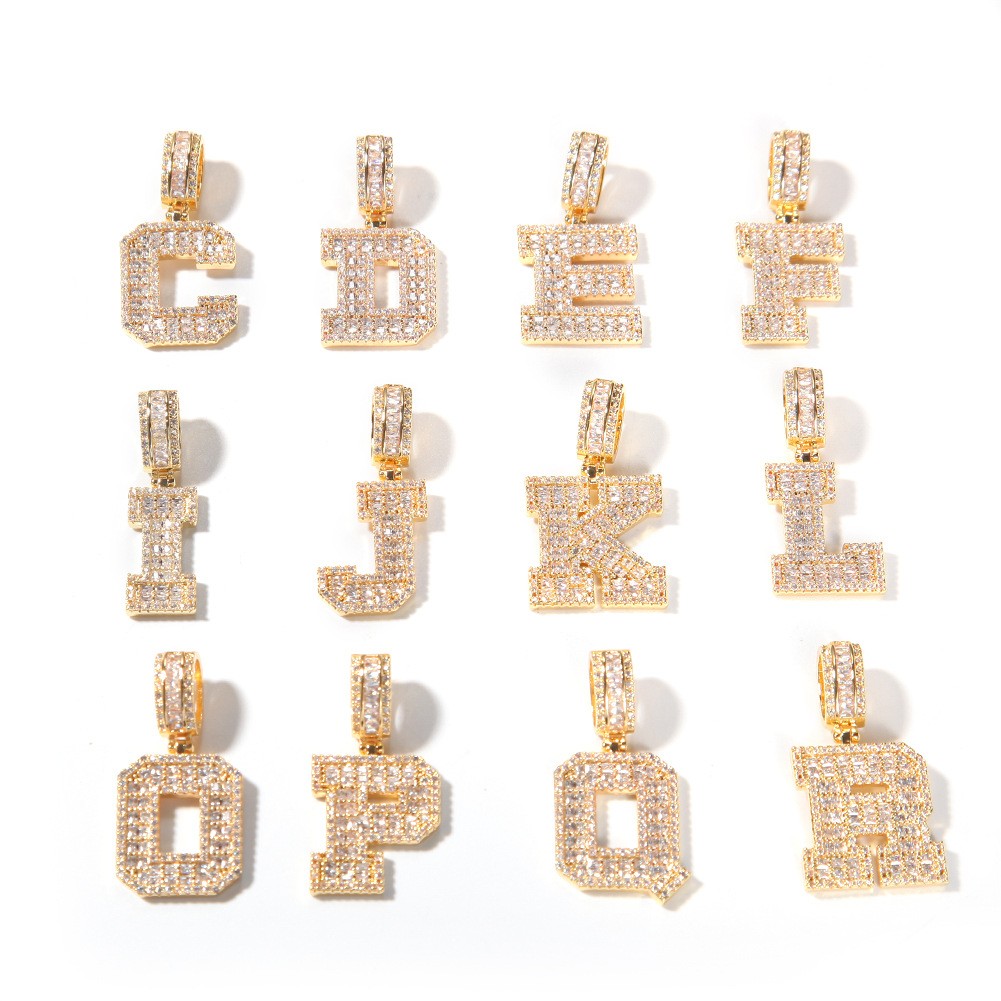 Custom A-Z Name Letters Pendant Necklace 5A Zircons 18K Gold Plated Jewelry Gift
