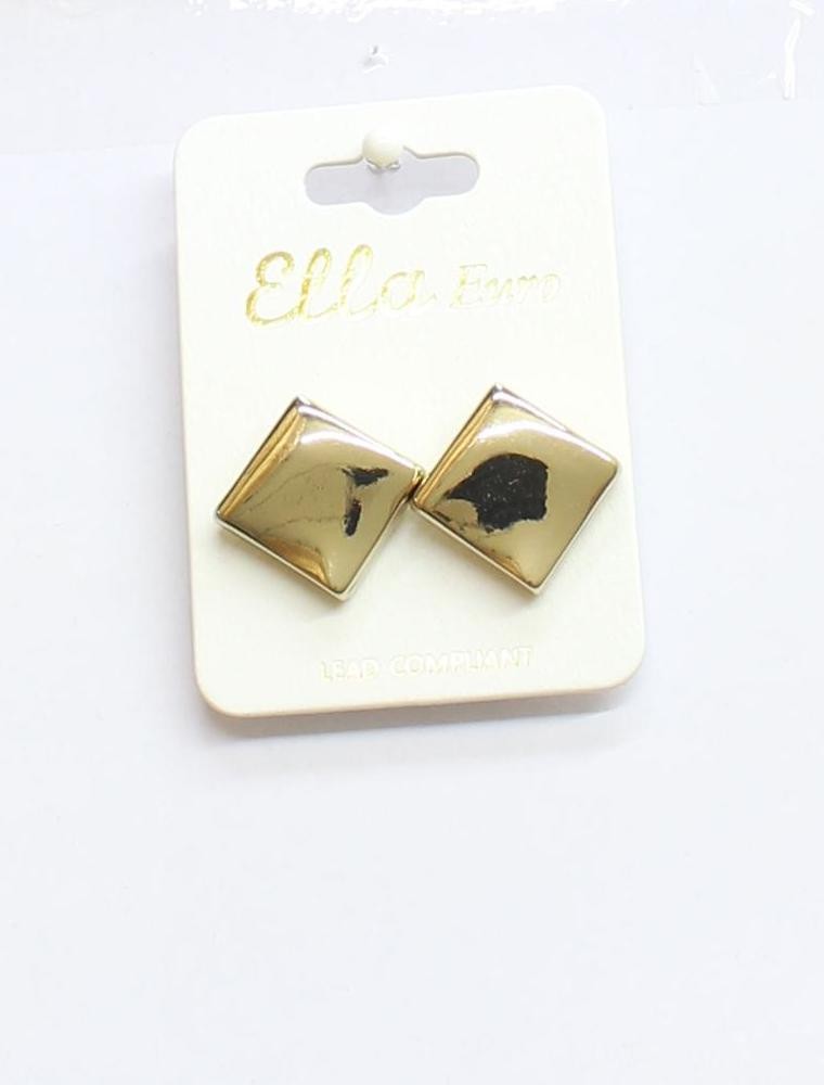 Ella Euro Womens Fashion Organic Wave Square Post Stud Earrings Gold Yellow .75″